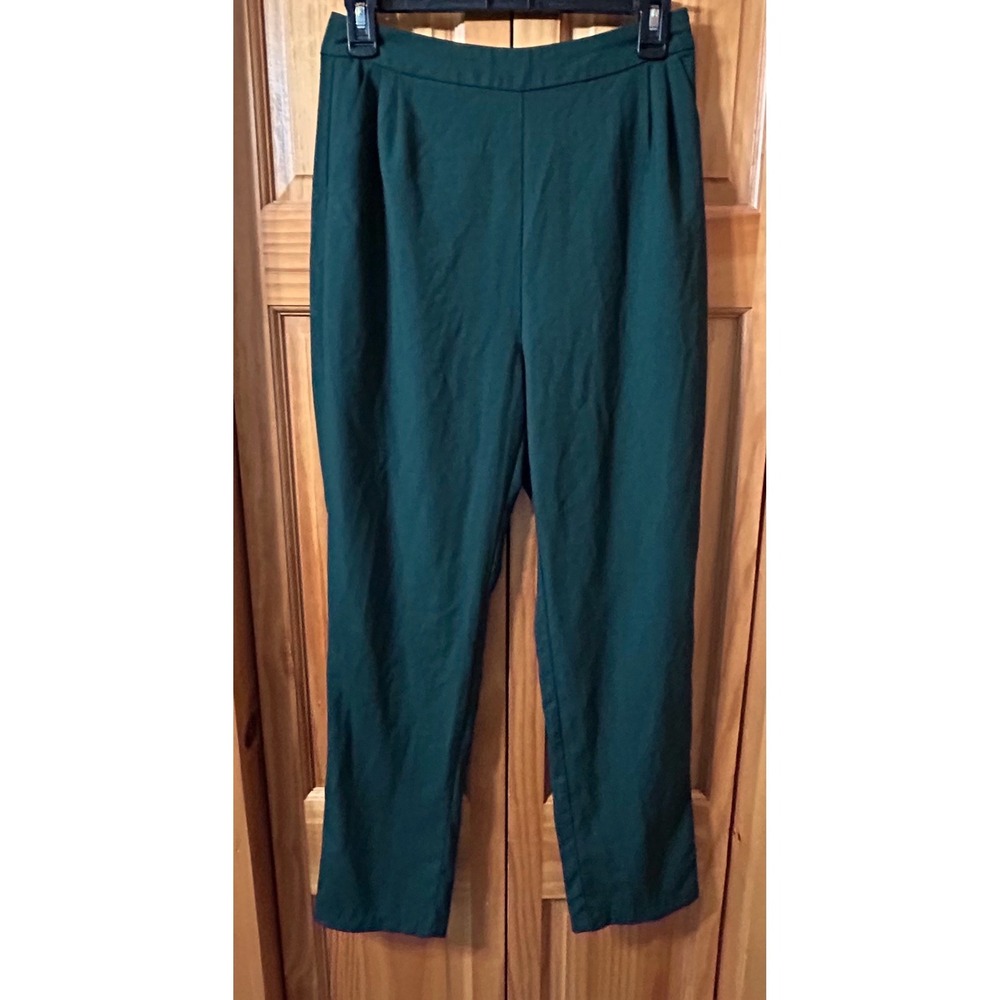 Lulus Kick It Forest Green High-Waisted Trouser Pants Side Zip Career Stretch